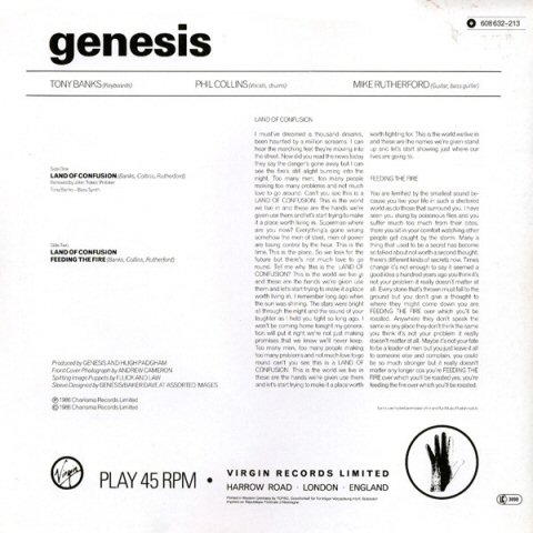 Genesis Land Of Confusion 12 TPL Records