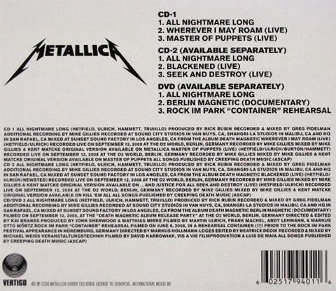 Metallica -All Nightmare Long Part 1 cds - TPL Records