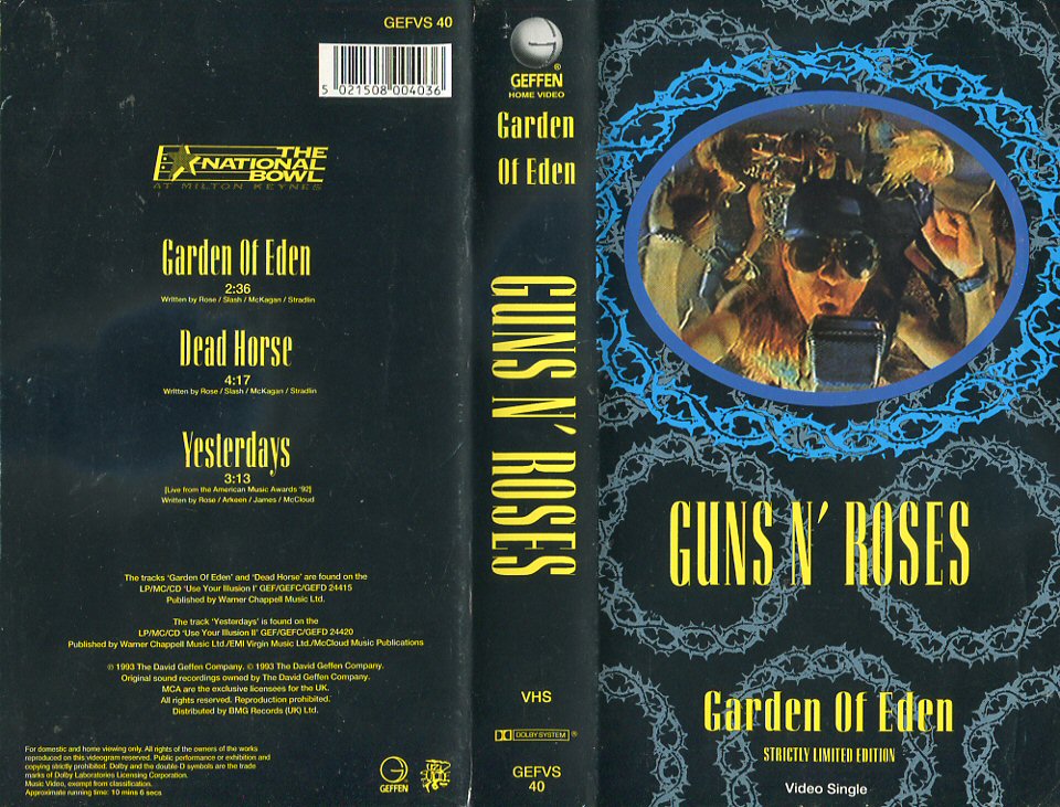 Guns N Roses Garden Of Eden Vhs Tpl Records