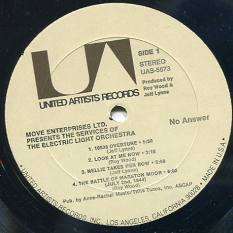 ELO (Electric Light Orchestra) -No Answer lp [usa] - TPL Records